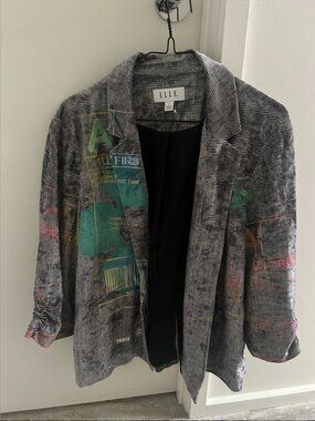 ELLE x NYC Artist Collab Oversized Blazer | Grunge Graphic Art Statement Piece |